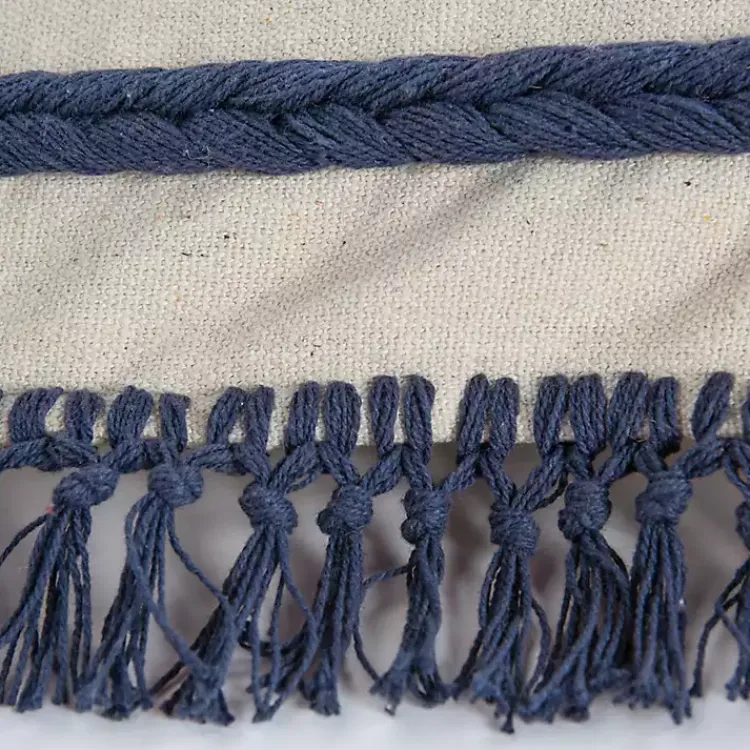 Pillows>Kirklands Home Tufted Macrame Tassels Lumbar Pillow Blue