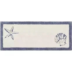 Kirklands Home Blue Tufted Seashell Bath Runner