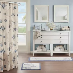 Kirklands Home Blue Tufted Seashell Bath Runner