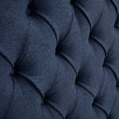Kirklands Home Tufted Upholstered Metal Leg Queen Headboard Blue Clearance