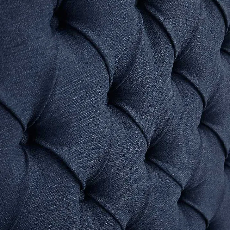 Kirklands Home Tufted Upholstered Metal Leg Queen Headboard Blue Clearance