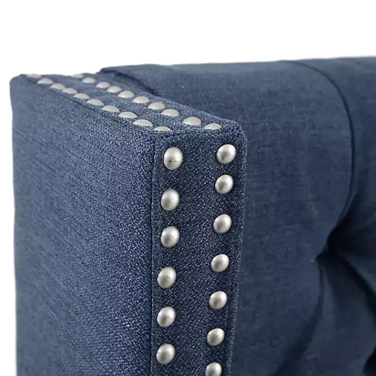 Kirklands Home Tufted Upholstered Metal Leg Queen Headboard Blue Clearance