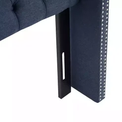 Kirklands Home Tufted Upholstered Metal Leg Queen Headboard Blue Clearance