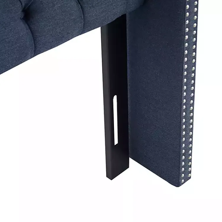Kirklands Home Tufted Upholstered Metal Leg Queen Headboard Blue Clearance