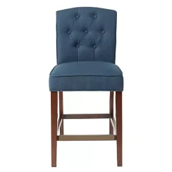 Kirklands Home Tufted Upholstered Wood Counter Stool Blue New