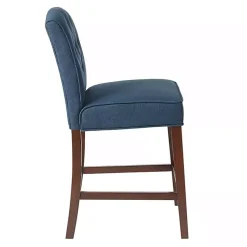 Kirklands Home Tufted Upholstered Wood Counter Stool Blue New