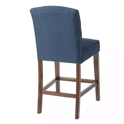 Kirklands Home Tufted Upholstered Wood Counter Stool Blue New