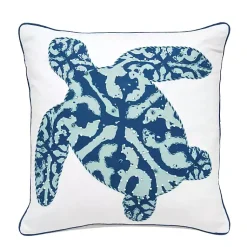 Pillows>Kirklands Home Blue Turtle Embellished Pillow