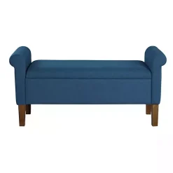 Kirklands Home Upholstered Aubrey Storage Bench Blue Best