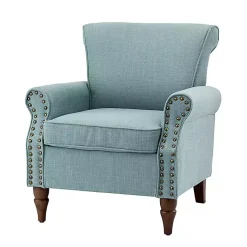 Kirklands Home Upholstered Henry Armchair Blue New