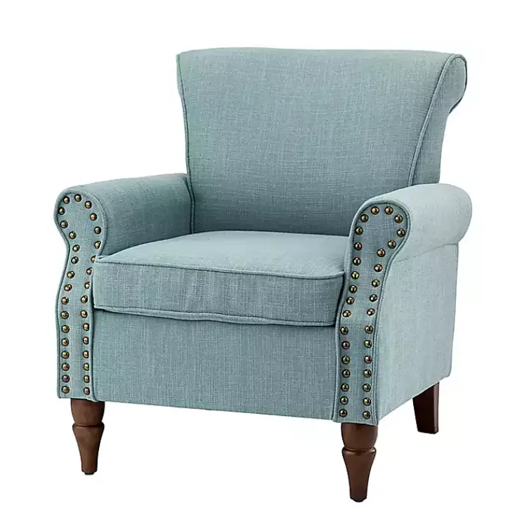 Kirklands Home Upholstered Henry Armchair Blue New