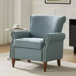Kirklands Home Upholstered Henry Armchair Blue New