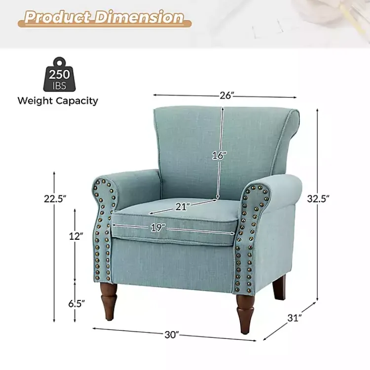 Kirklands Home Upholstered Henry Armchair Blue New