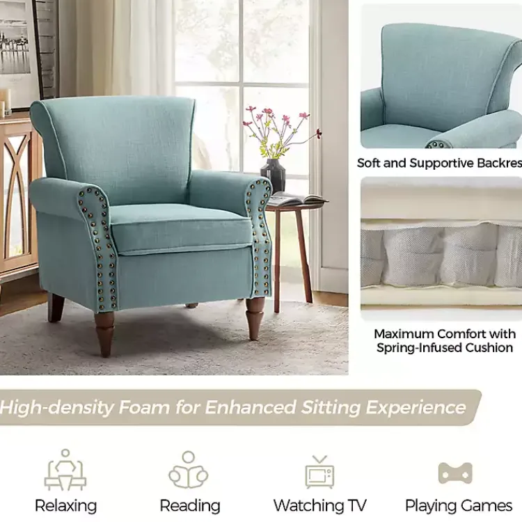 Kirklands Home Upholstered Henry Armchair Blue New