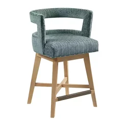 Kirklands Home Upholstered Low Back Swivel Counter Stool Blue Outlet