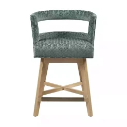 Kirklands Home Upholstered Low Back Swivel Counter Stool Blue Outlet
