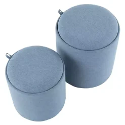 Kirklands Home Upholstered Ottomans with Tray Tops, Set of 2 Blue Hot