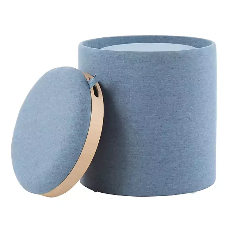 Kirklands Home Upholstered Ottomans with Tray Tops, Set of 2 Blue Hot