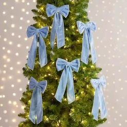 Christmas Ornaments>Kirklands Home Velvet Bow 6-pc. Ornament Set, 12 in. Blue