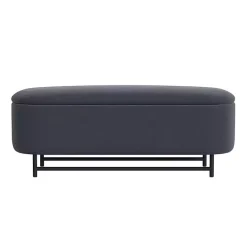 Kirklands Home Velvet Metal Storage Bench Blue Discount