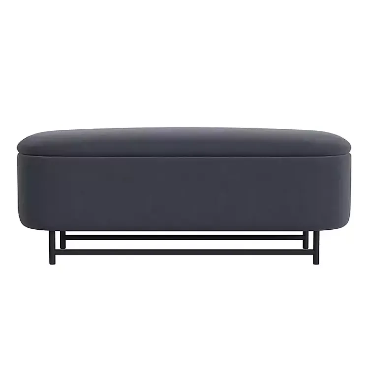 Kirklands Home Velvet Metal Storage Bench Blue Discount