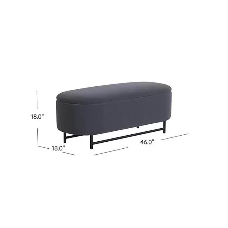 Kirklands Home Velvet Metal Storage Bench Blue Discount