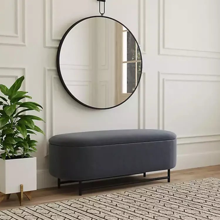 Kirklands Home Velvet Metal Storage Bench Blue Discount