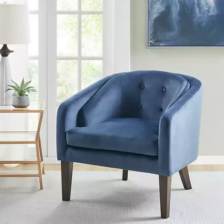 Kirklands Home Velvet Tufted Midcentury Modern Accent Chair Blue Online