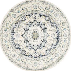 Kirklands Home Blue Verona Round Area Rug, 5 ft. New