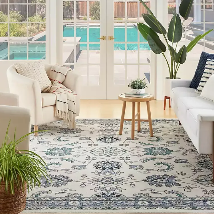 Kirklands Home Blue Vintage Medallion Indoor/Outdoor Rug, 8x10 Sale