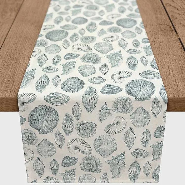 Kirklands Home Blue Vintage Seashells Table Runner, 72 in. Clearance