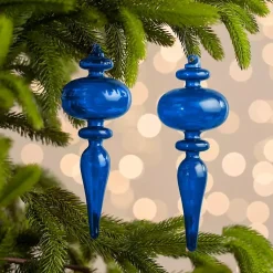 Christmas Ornaments>Kirklands Home Vintage Teardrop Glass Ornaments, Set of 2 Blue