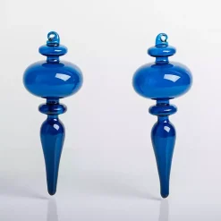 Christmas Ornaments>Kirklands Home Vintage Teardrop Glass Ornaments, Set of 2 Blue