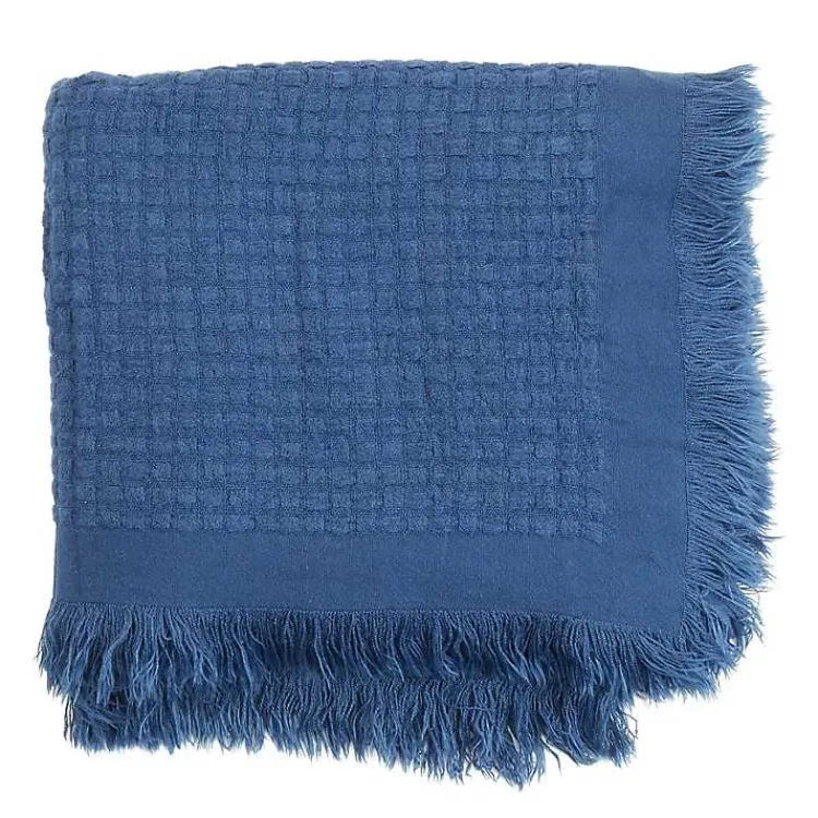 Blankets & Throws>Kirklands Home Waffle Weave Throw Blanket Blue