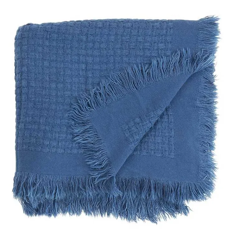 Blankets & Throws>Kirklands Home Waffle Weave Throw Blanket Blue