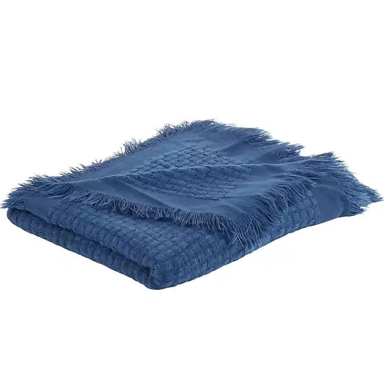 Blankets & Throws>Kirklands Home Waffle Weave Throw Blanket Blue