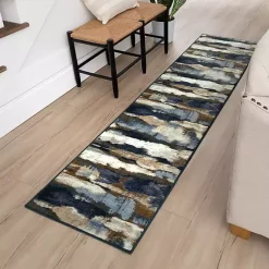 Kirklands Home Blue Watercolor Abstract Runner, 2x8 Hot