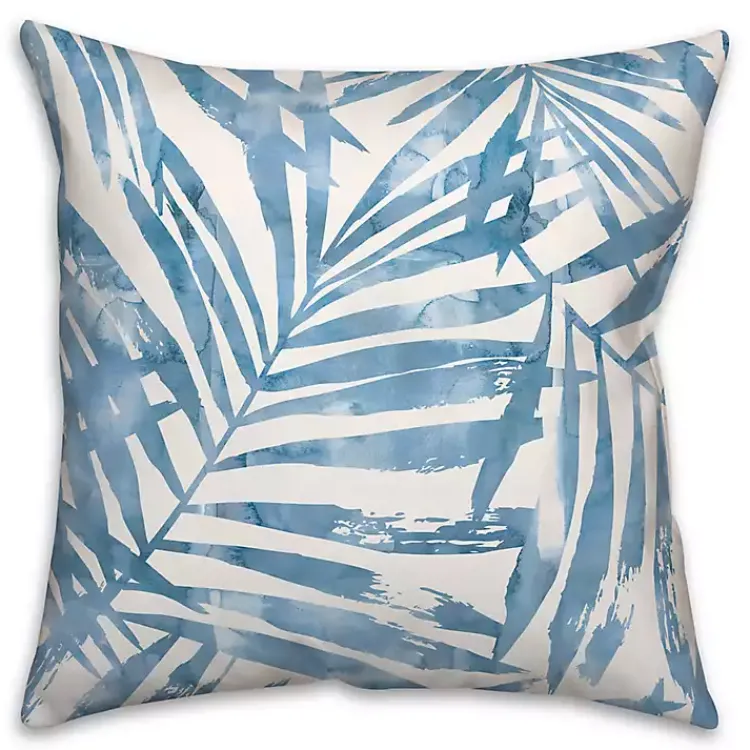 Kirklands Home Blue Watercolor Leaf Outdoor Throw Pillow Best