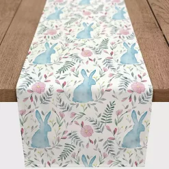 Easter Decorations>Kirklands Home Blue Watercolor Rabbit Table Runner, 72 in.