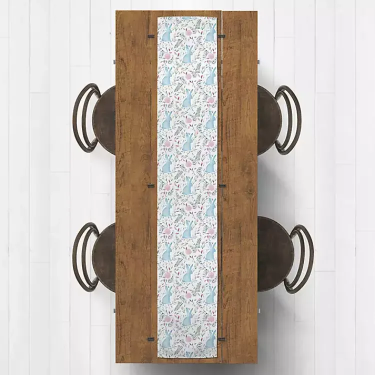 Easter Decorations>Kirklands Home Blue Watercolor Rabbit Table Runner, 90 in.