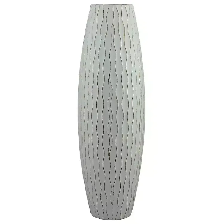 Vases>Kirklands Home Wave Wood Vase, 16 in. Blue