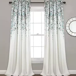 Kirklands Home Blue Weeping Flower Curtain Panel Set, 95 in. Hot