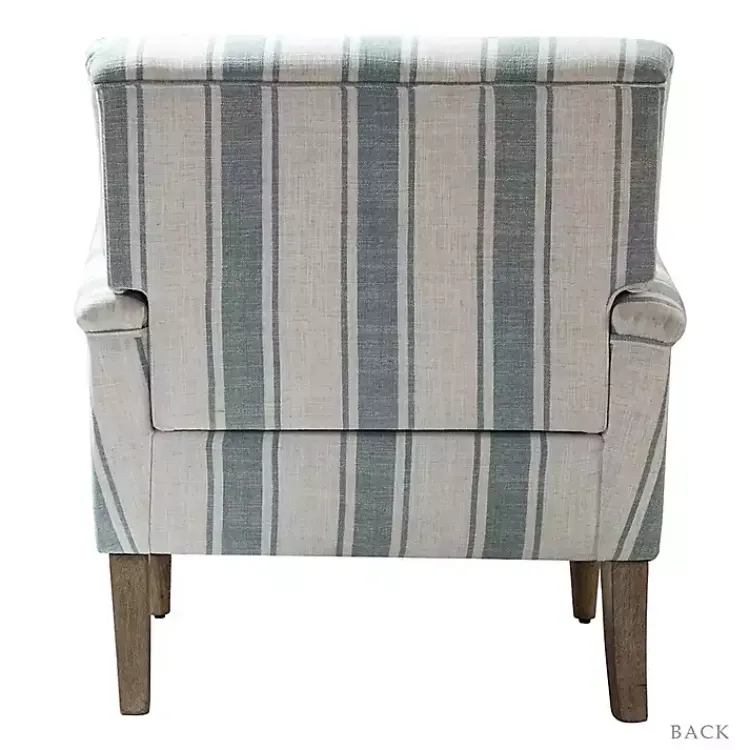 Kirklands Home Blue White Carved Slope Stripe Accent Chair New