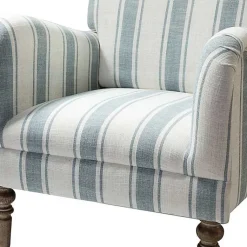 Kirklands Home Blue White Carved Slope Stripe Accent Chair New