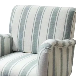 Kirklands Home Blue White Carved Slope Stripe Accent Chair New