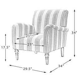 Kirklands Home Blue White Carved Slope Stripe Accent Chair New