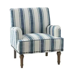 Kirklands Home Blue White Stripe Upholstered Accent Chair Discount