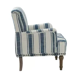 Kirklands Home Blue White Stripe Upholstered Accent Chair Discount