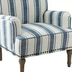 Kirklands Home Blue White Stripe Upholstered Accent Chair Discount