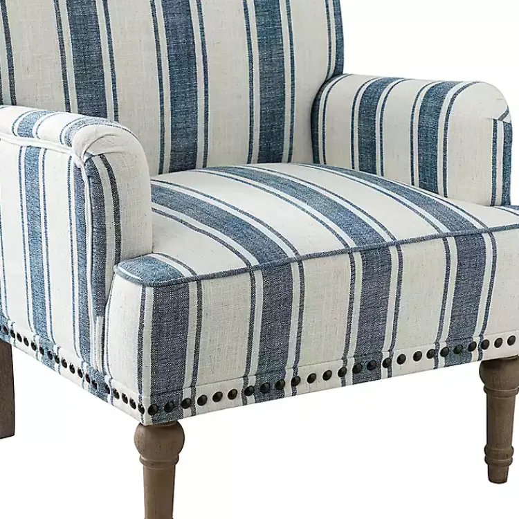 Kirklands Home Blue White Stripe Upholstered Accent Chair Discount